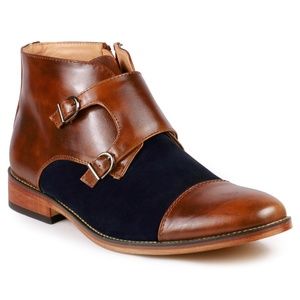Metrocharm MC117 Brown Men's Monk Strap Ankle Boot